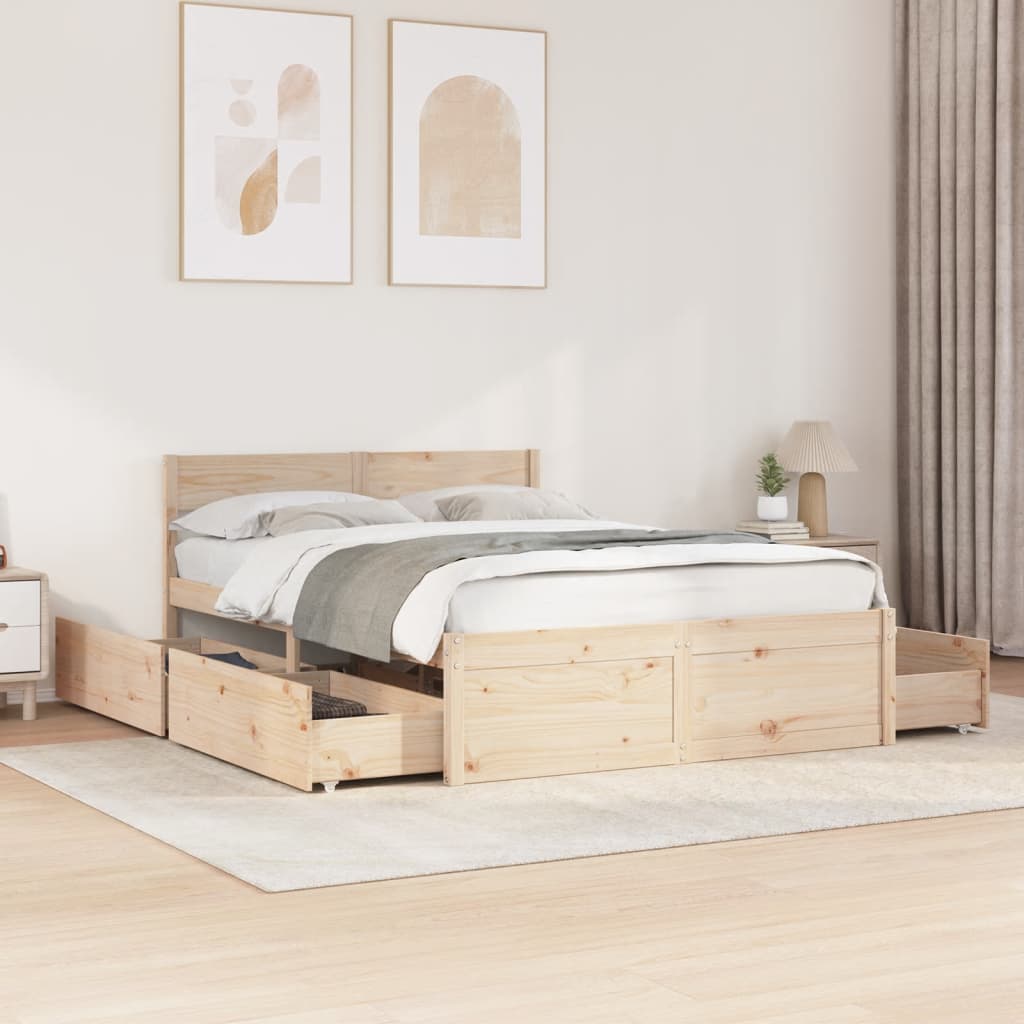 Bed frame without mattress 120x200 cm solid pine wood