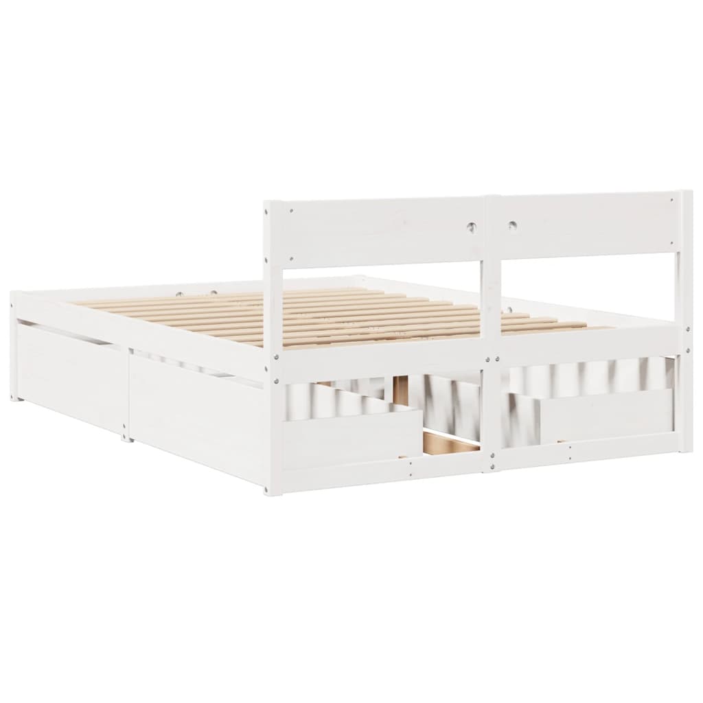 Cadre de lit sans matelas blanc 120x200 cm bois de pin massif