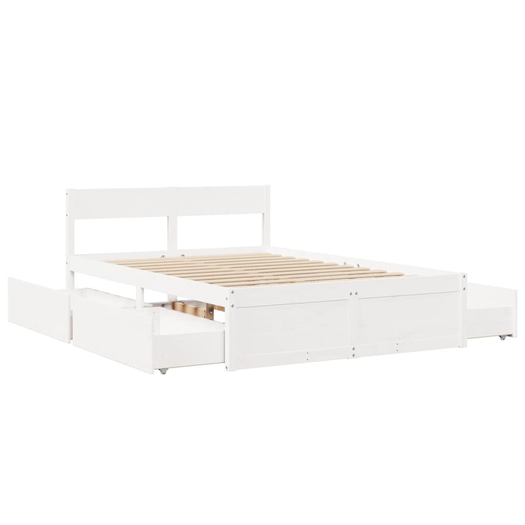 Cadre de lit sans matelas blanc 120x200 cm bois de pin massif