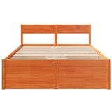 Cadre de lit sans matelas cire marron 120x200cm bois pin massif