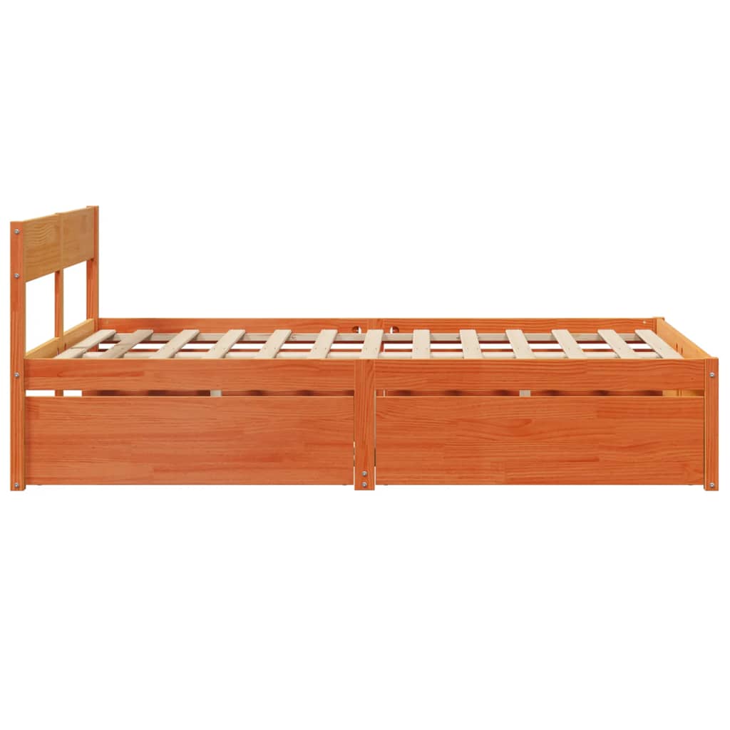 Cadre de lit sans matelas cire marron 120x200cm bois pin massif