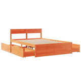 Cadre de lit sans matelas cire marron 120x200cm bois pin massif