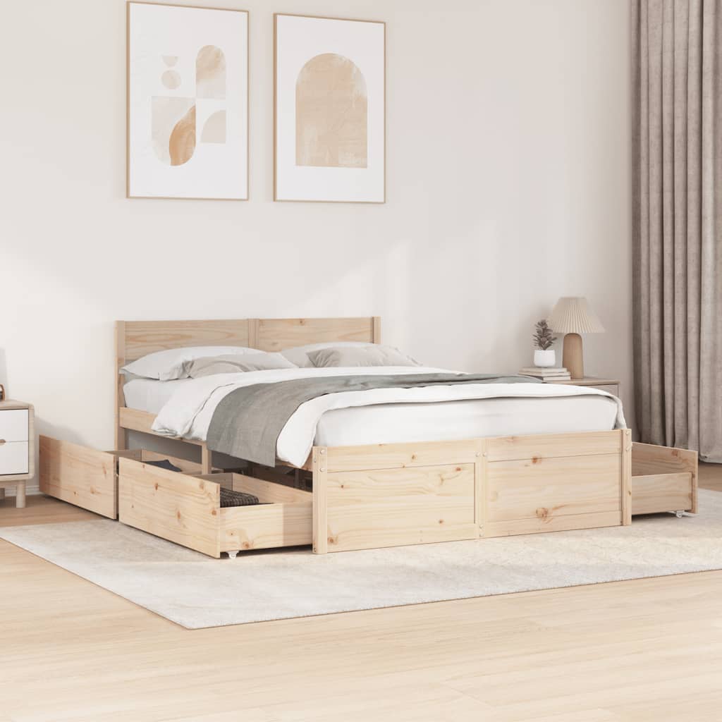 Cadre de lit sans matelas 140x190 cm bois de pin massif