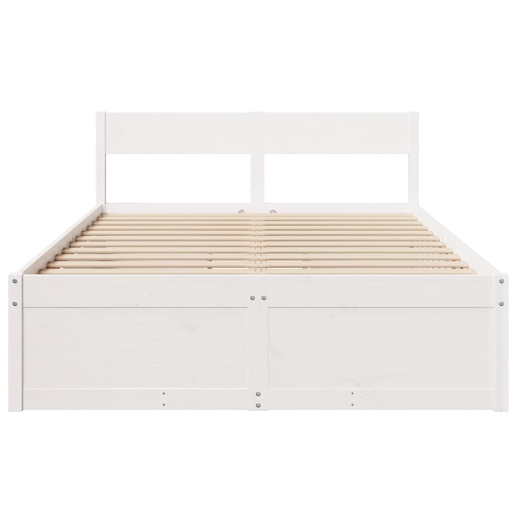 Cadre de lit sans matelas blanc 140x190 cm bois de pin massif