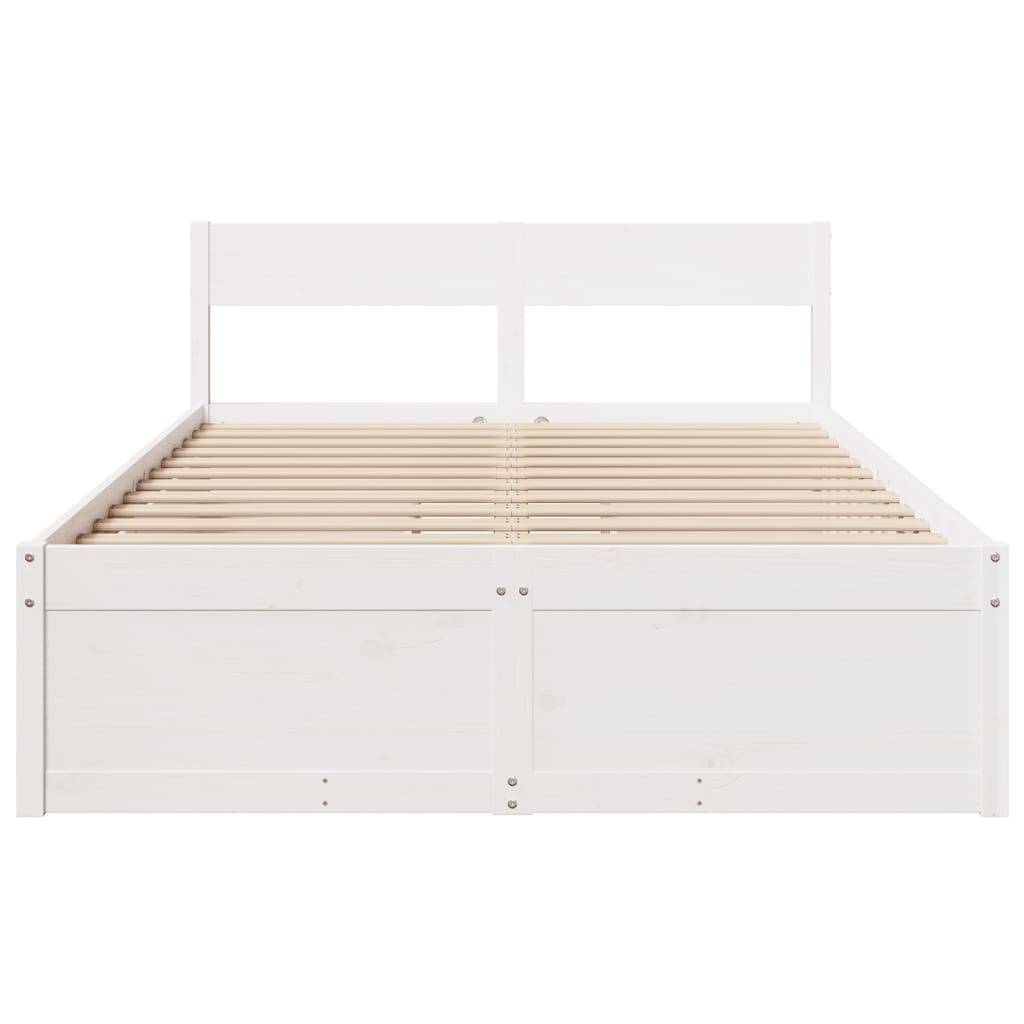 Cadre de lit sans matelas blanc 135x190 cm bois de pin massif