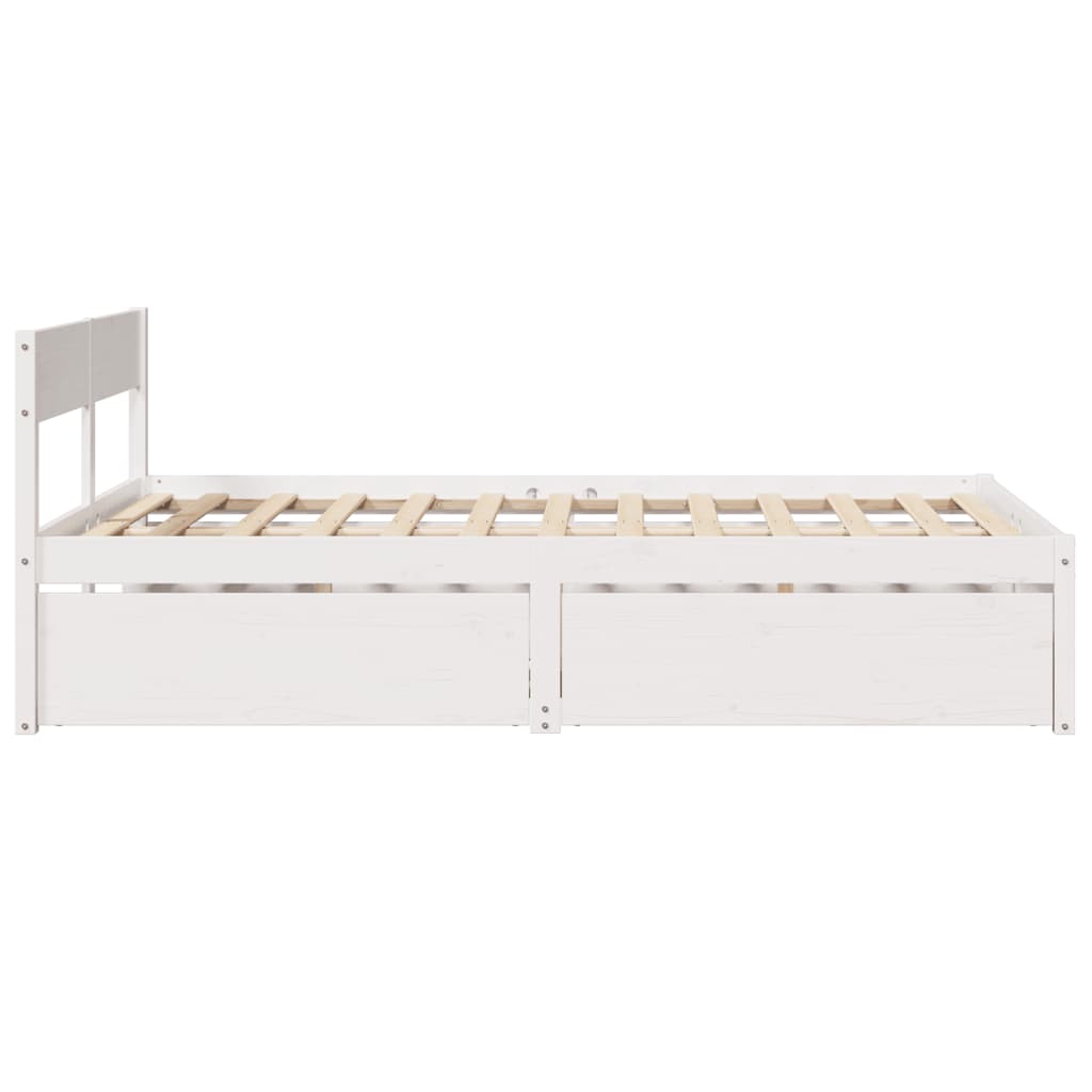 Cadre de lit sans matelas blanc 135x190 cm bois de pin massif