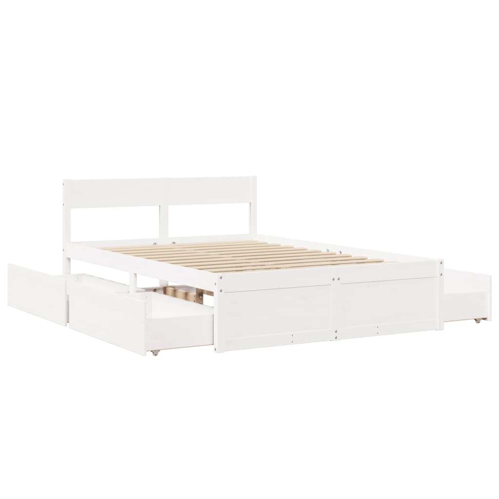 Cadre de lit sans matelas blanc 135x190 cm bois de pin massif