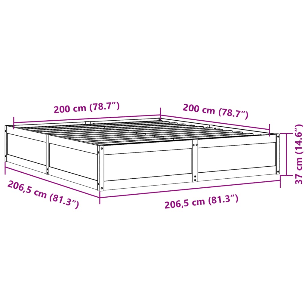 Cadre de lit sans matelas 200x200 cm bois massif de pin