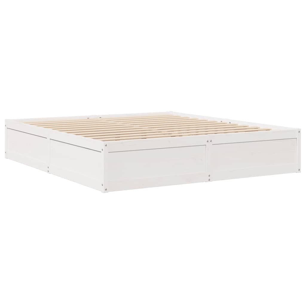 Cadre de lit sans matelas blanc 200x200 cm bois massif de pin