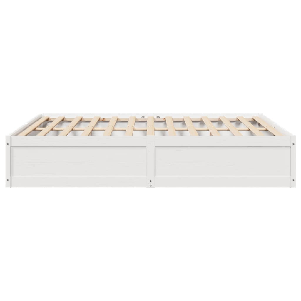 Cadre de lit sans matelas blanc 200x200 cm bois massif de pin