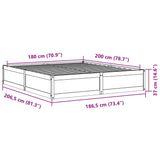 Cadre de lit sans matelas 180x200 cm bois massif de pin