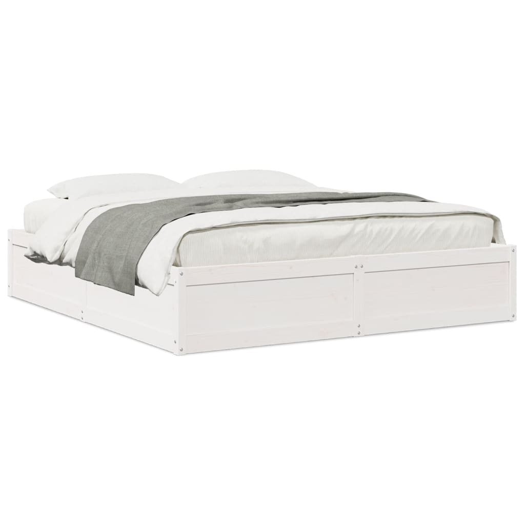 Cadre de lit sans matelas blanc 180x200 cm bois massif de pin