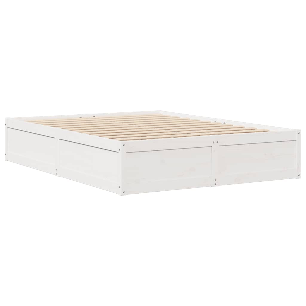 Cadre de lit sans matelas blanc 160x200 cm bois de pin massif