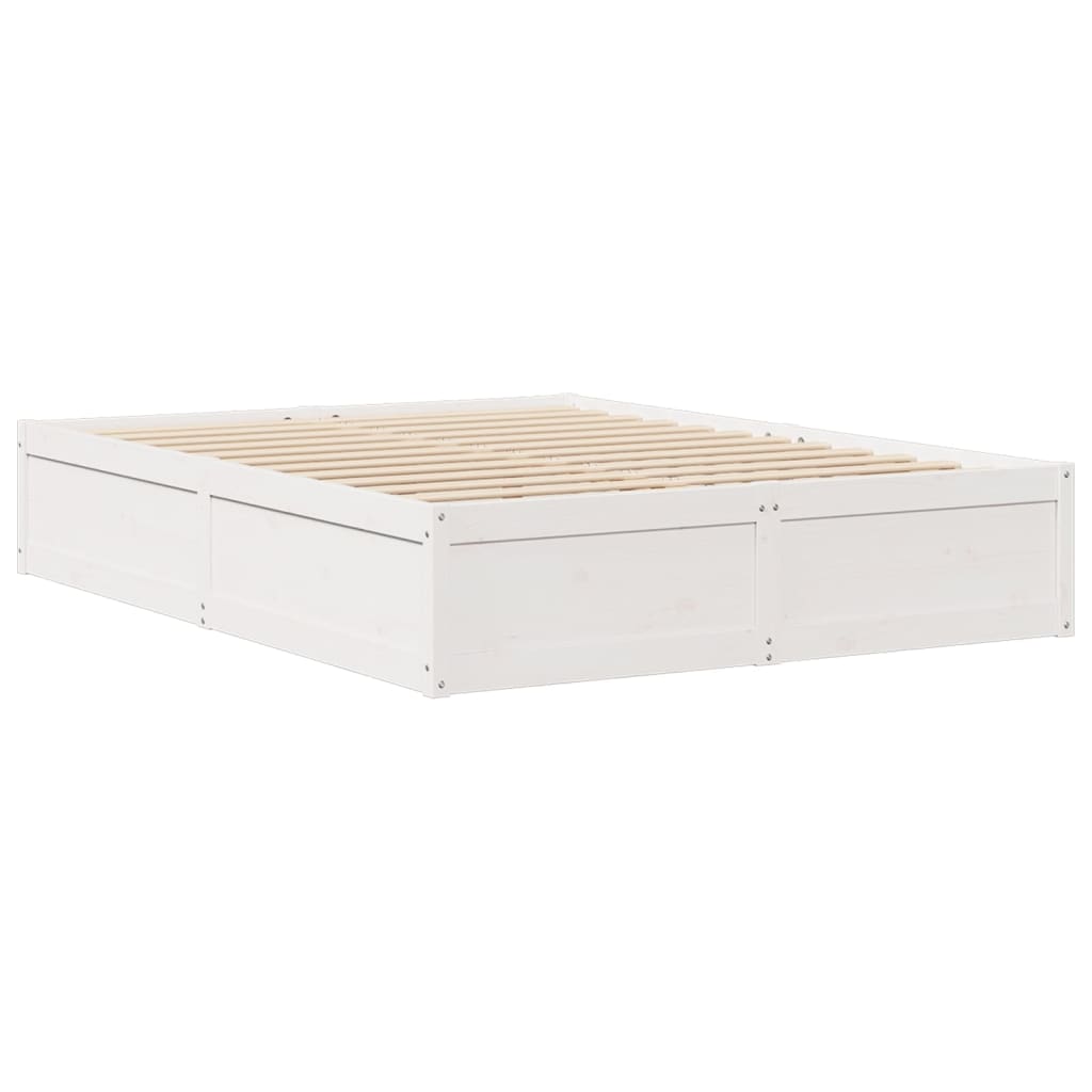 Bed frame without mattress white 160x200 cm solid pine wood