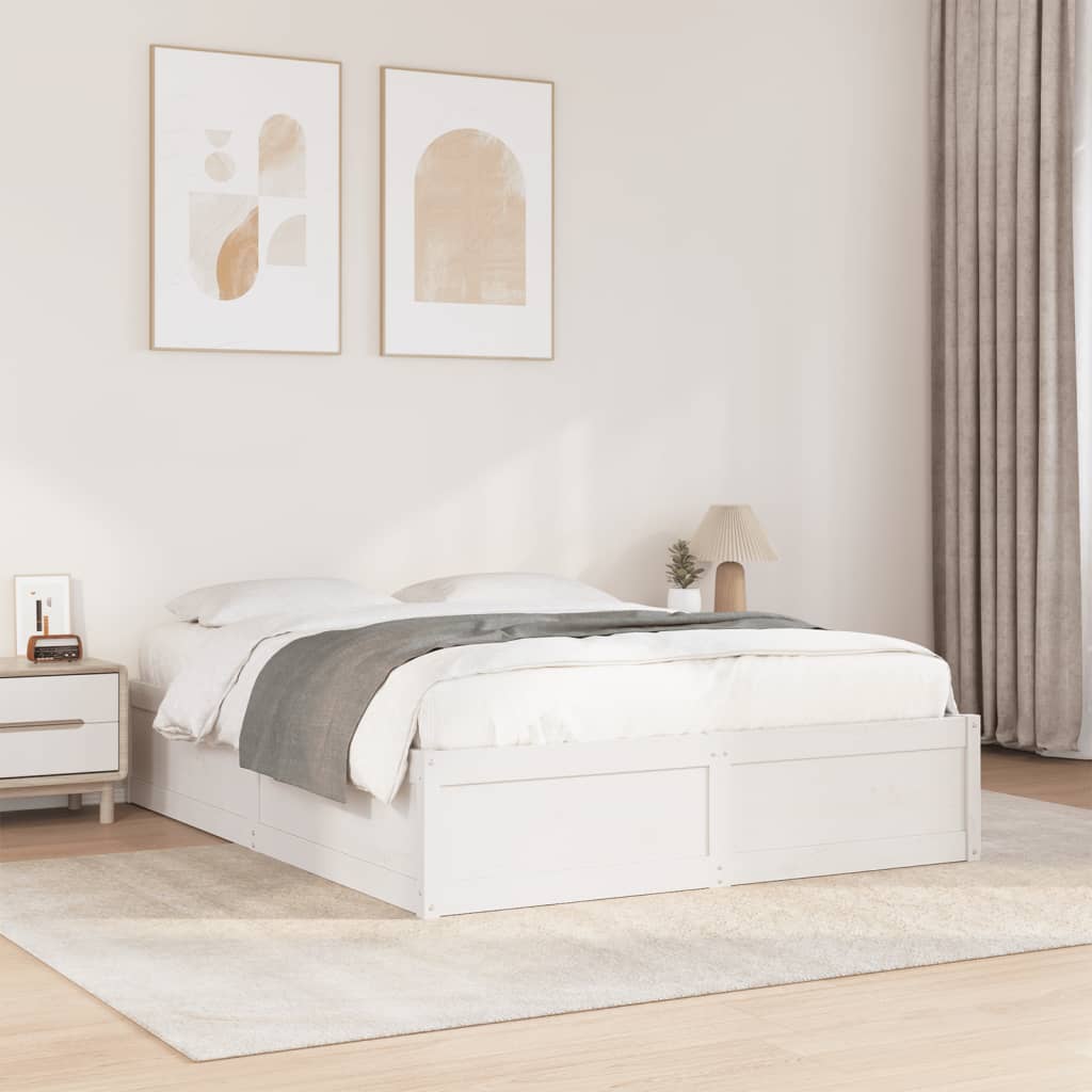 Bed frame without mattress white 160x200 cm solid pine wood