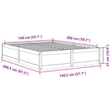 Cadre de lit sans matelas 140x200 cm bois massif de pin