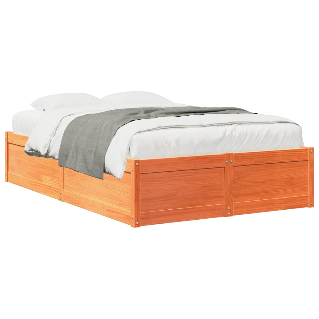 Cadre de lit sans matelas cire marron 120x200cm bois pin massif