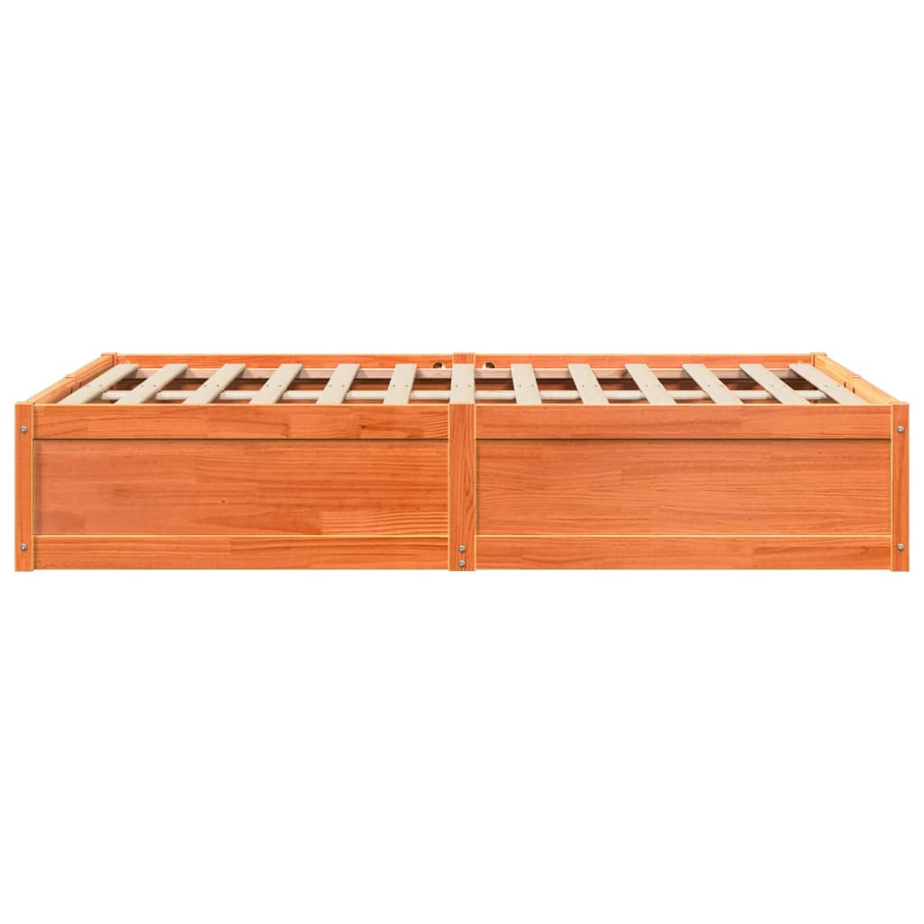 Cadre de lit sans matelas cire marron 120x200cm bois pin massif