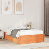 Cadre de lit sans matelas cire marron 120x200cm bois pin massif