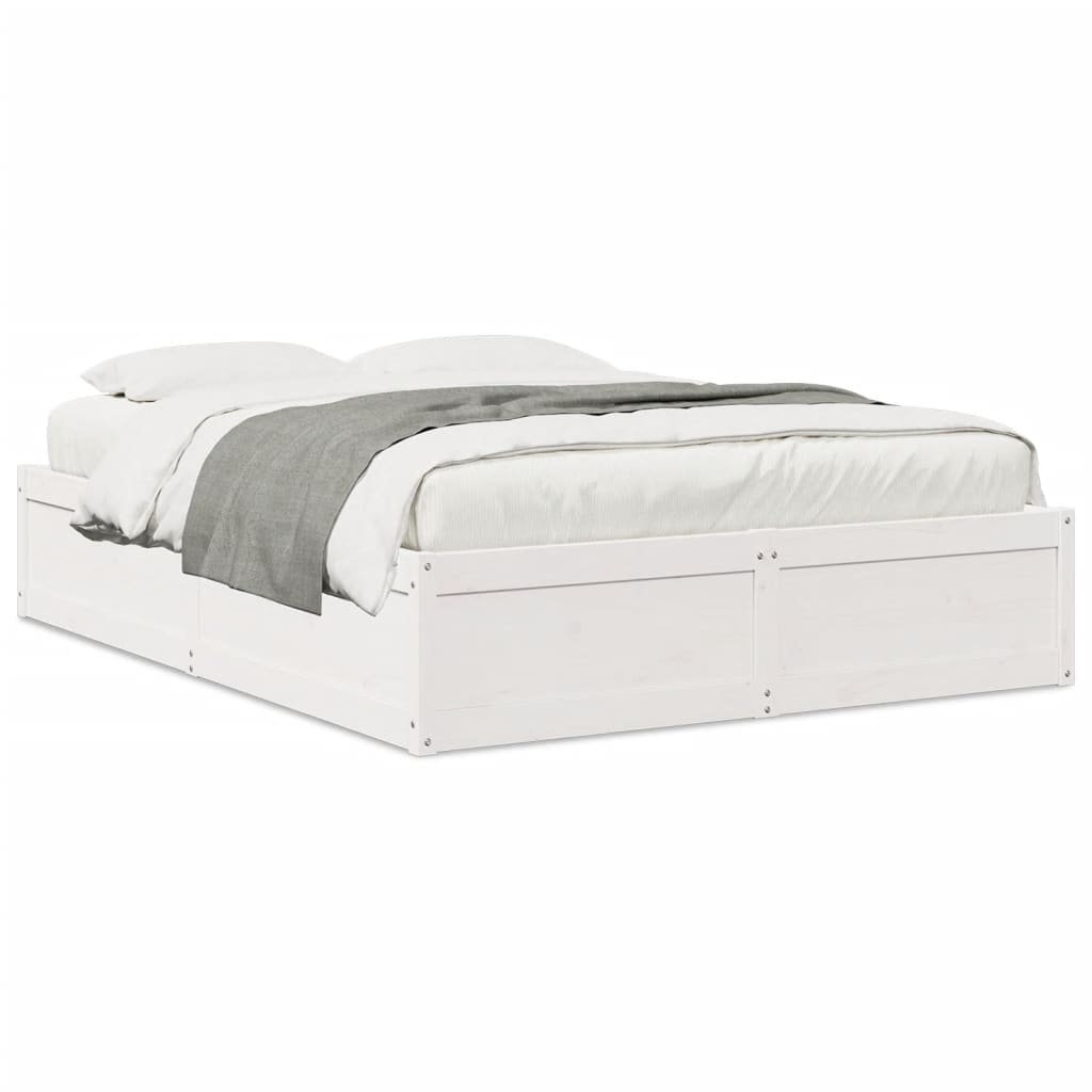 Cadre de lit sans matelas blanc 140x190 cm bois de pin massif