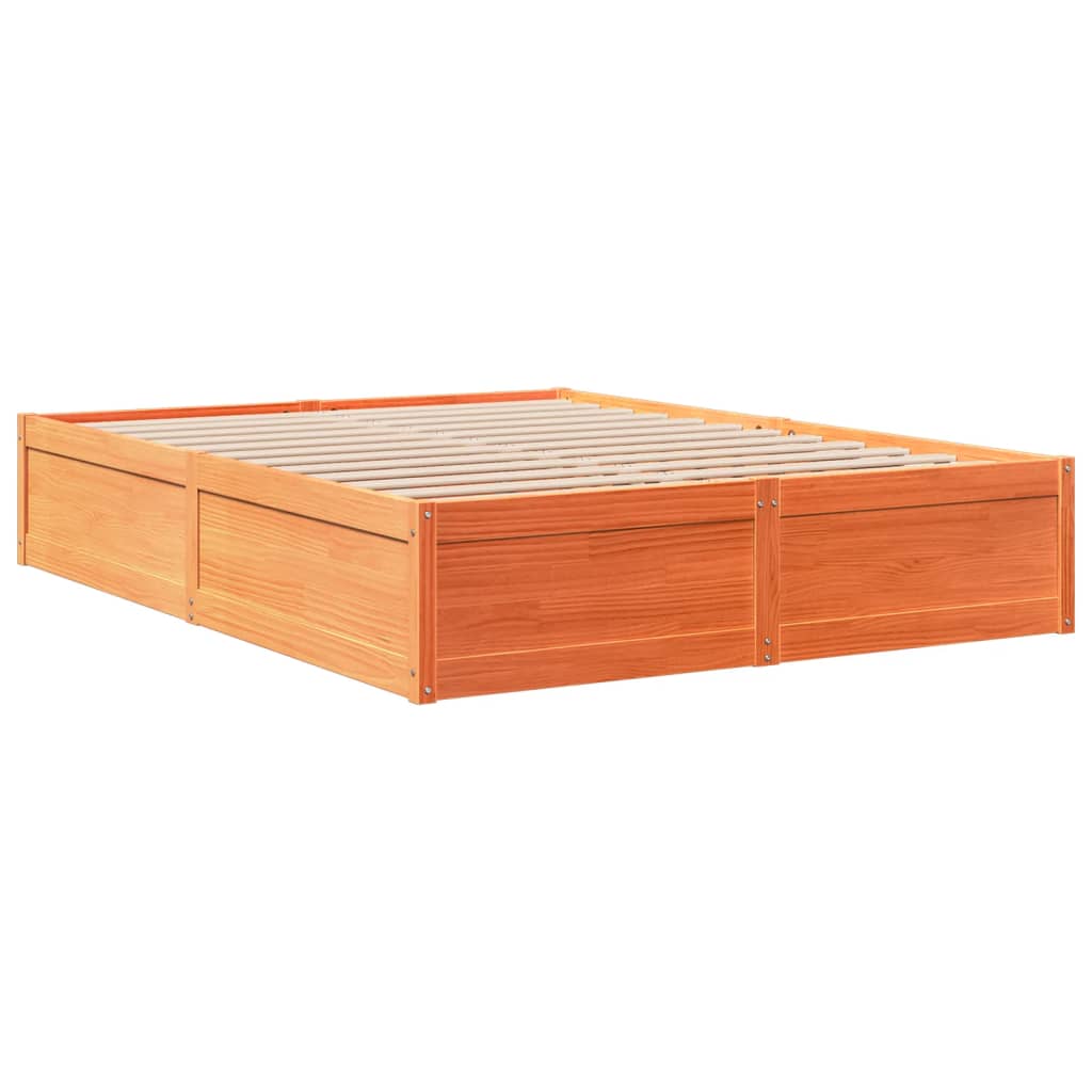 Cadre de lit sans matelas cire marron 140x190cm bois pin massif