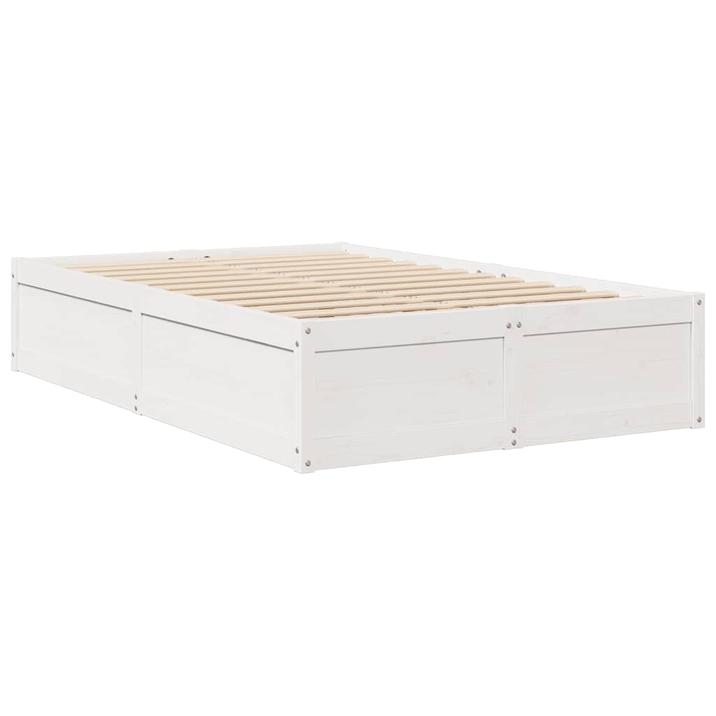 Bed frame without mattress white 135x190 cm solid pine wood