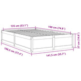 Cadre de lit sans matelas cire marron 135x190cm bois pin massif