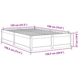 Bed frame without mattress brown wax 120x190cm solid pine wood