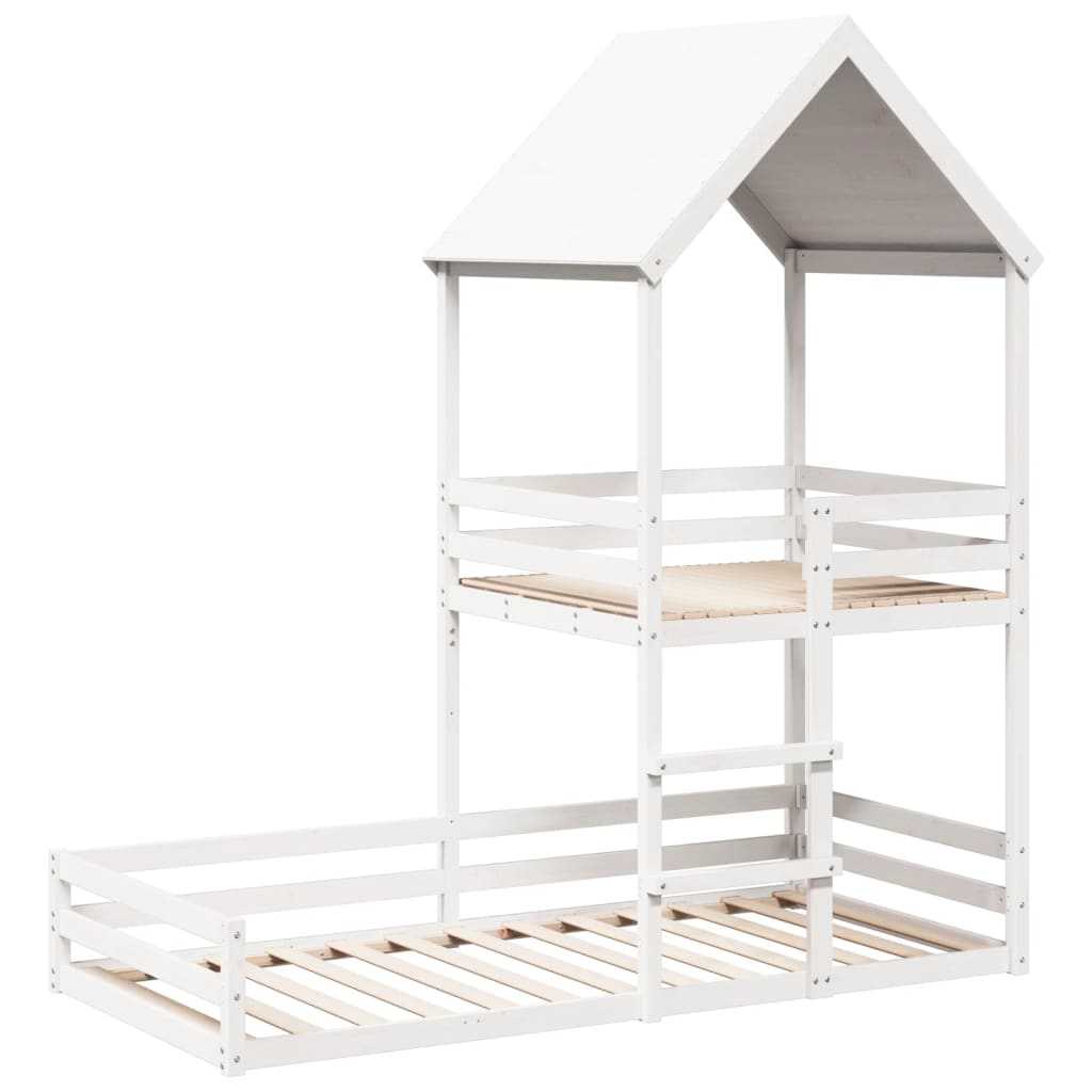 Lit superposé sans matelas blanc 90x200 cm bois de pin massif