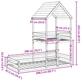 Lit superposé sans matelas 80x200 cm bois de pin massif