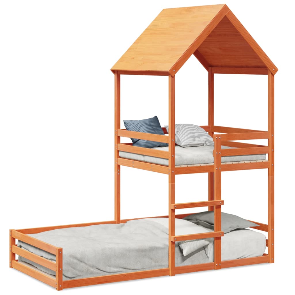 Bunk bed without mattress brown wax 80x200 cm solid pine