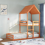 Bunk bed without mattress brown wax 80x200 cm solid pine