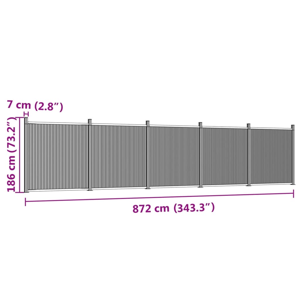 Graues Zaunelement 872x186 cm WPC