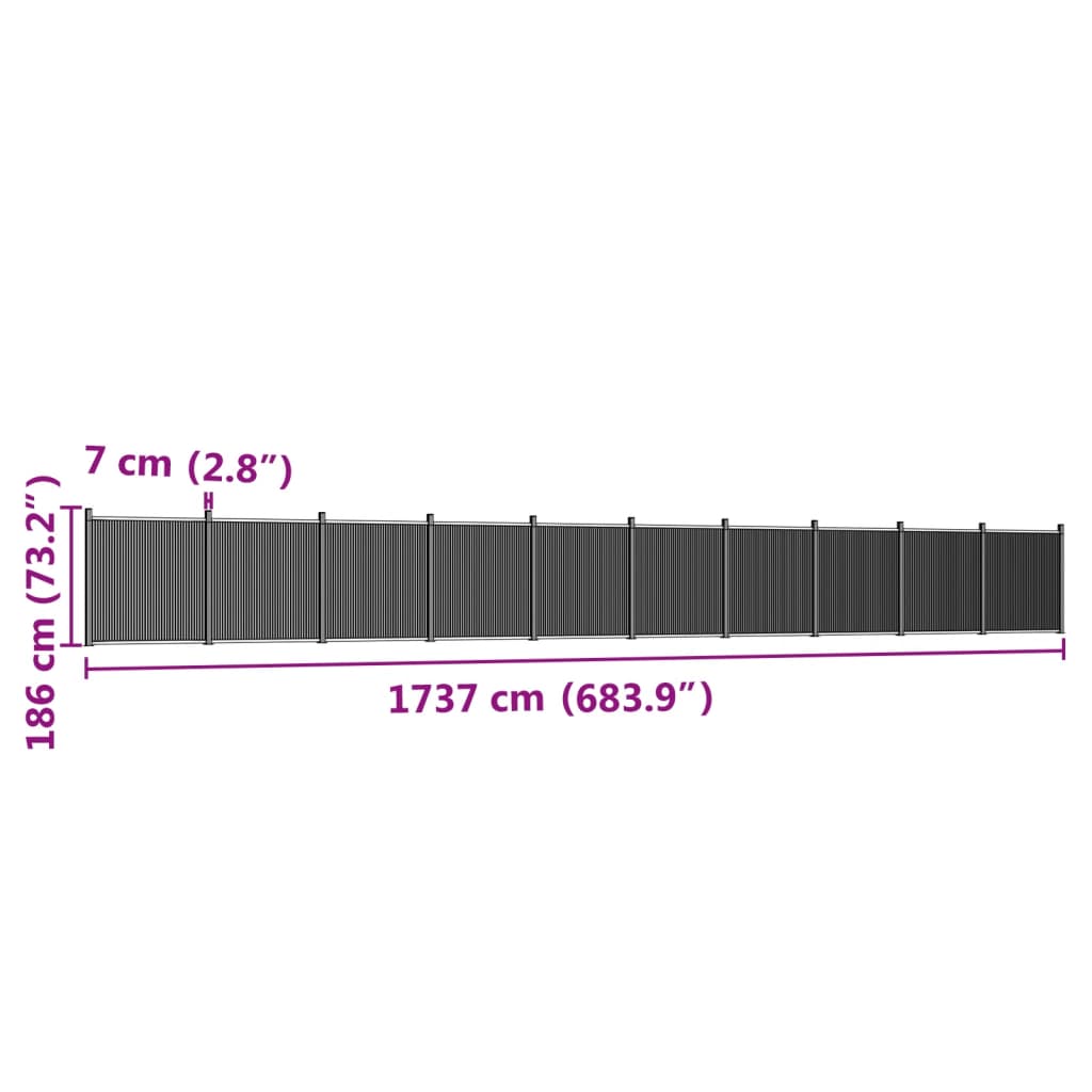 Graues Zaunelement 1737x186 cm WPC