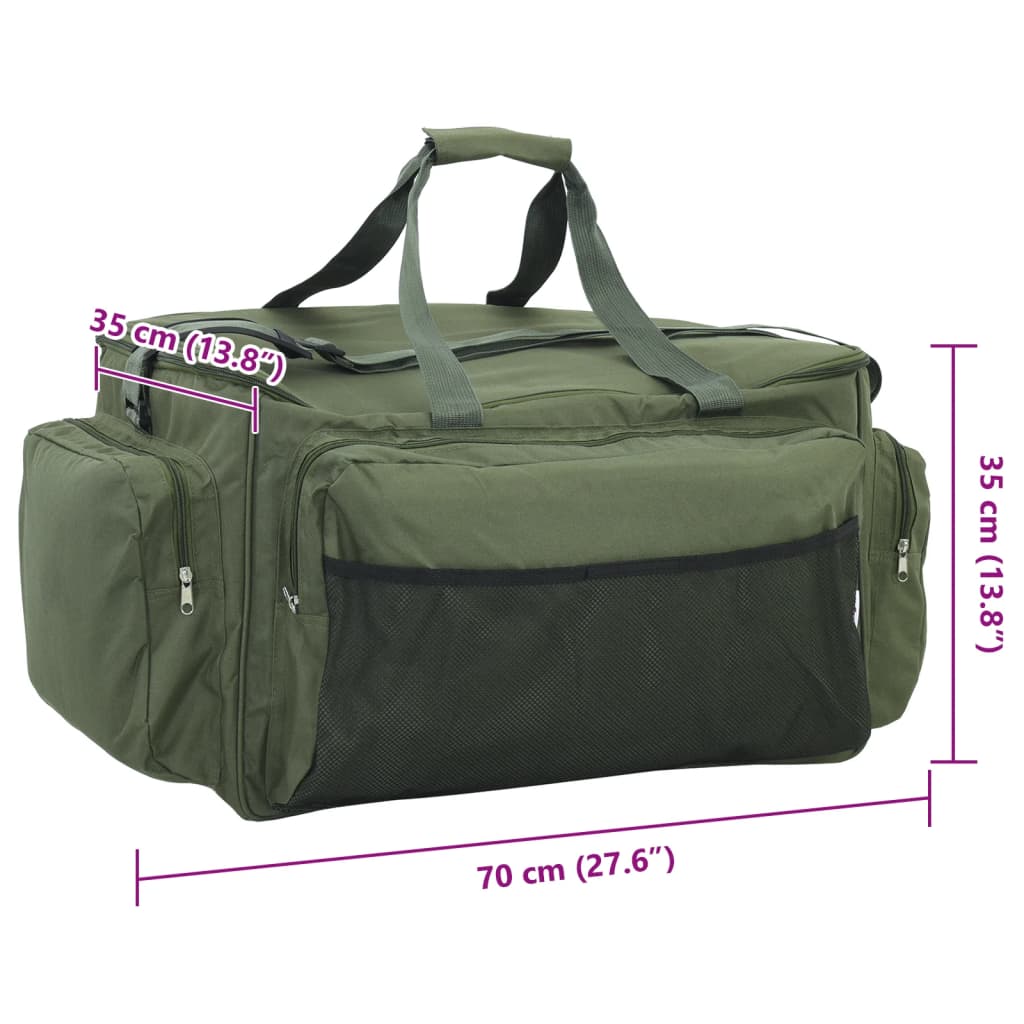 Sac de pêche imperméable vert foncé tissu oxford