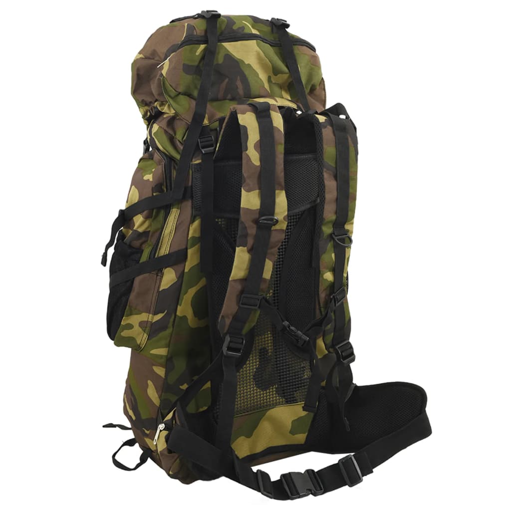 Sac à dos de randonnée vert camouflage 60 L tissu oxford