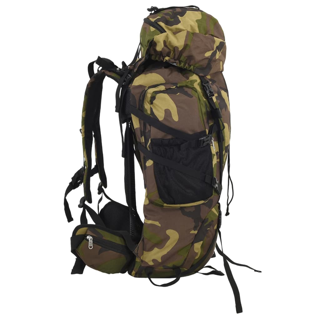 Sac à dos de randonnée vert camouflage 80 L tissu oxford