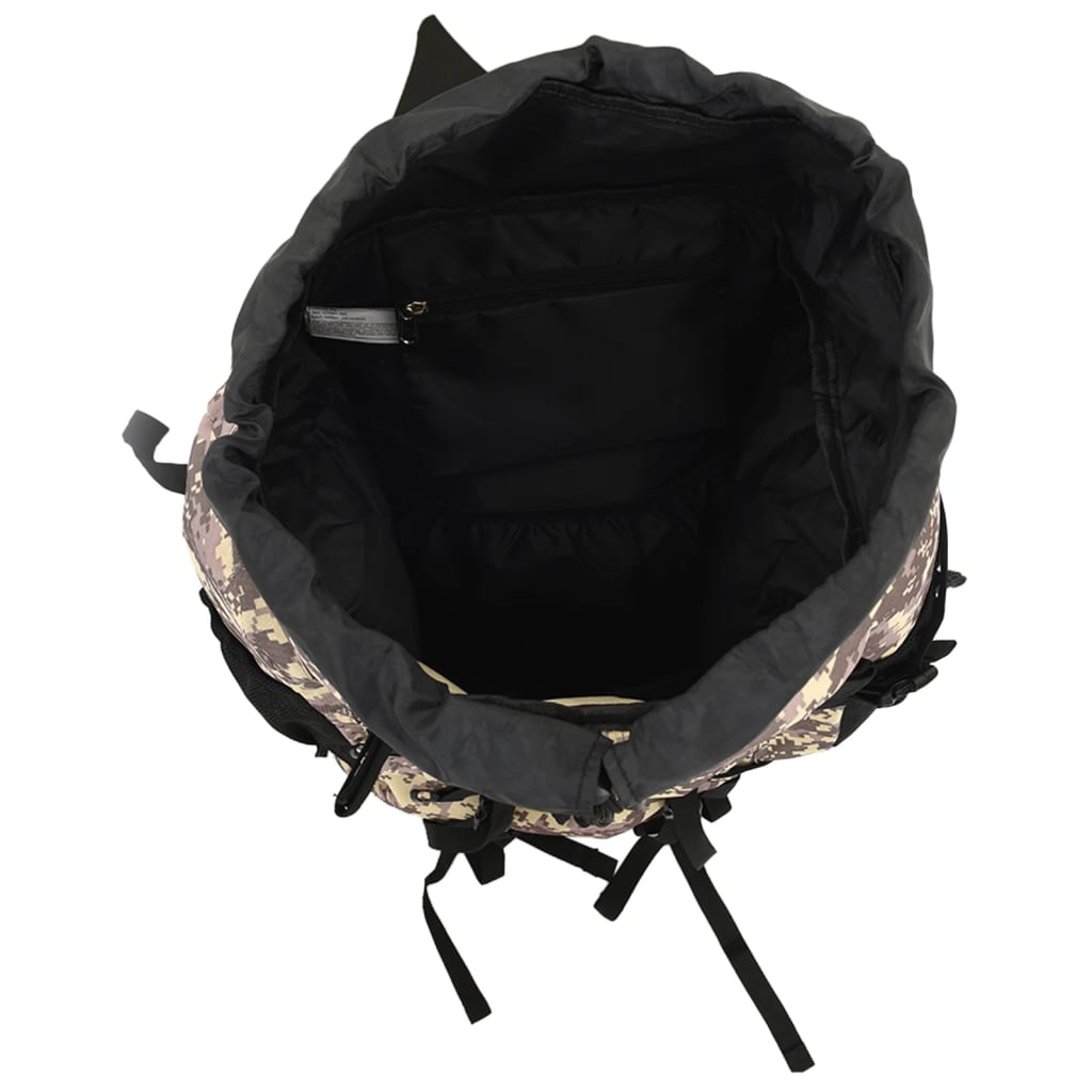 Sac à dos de randonnée marron camouflage 100 L tissu oxford