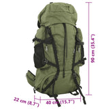 Sac à dos de randonnée vert armée 100 L tissu oxford