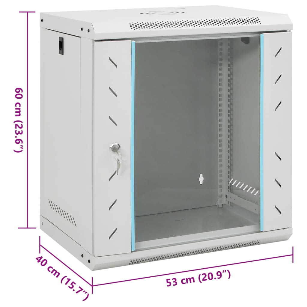 Wandmontierte Netzwerkbox 12HE 19" IP20 53x40x60 cm