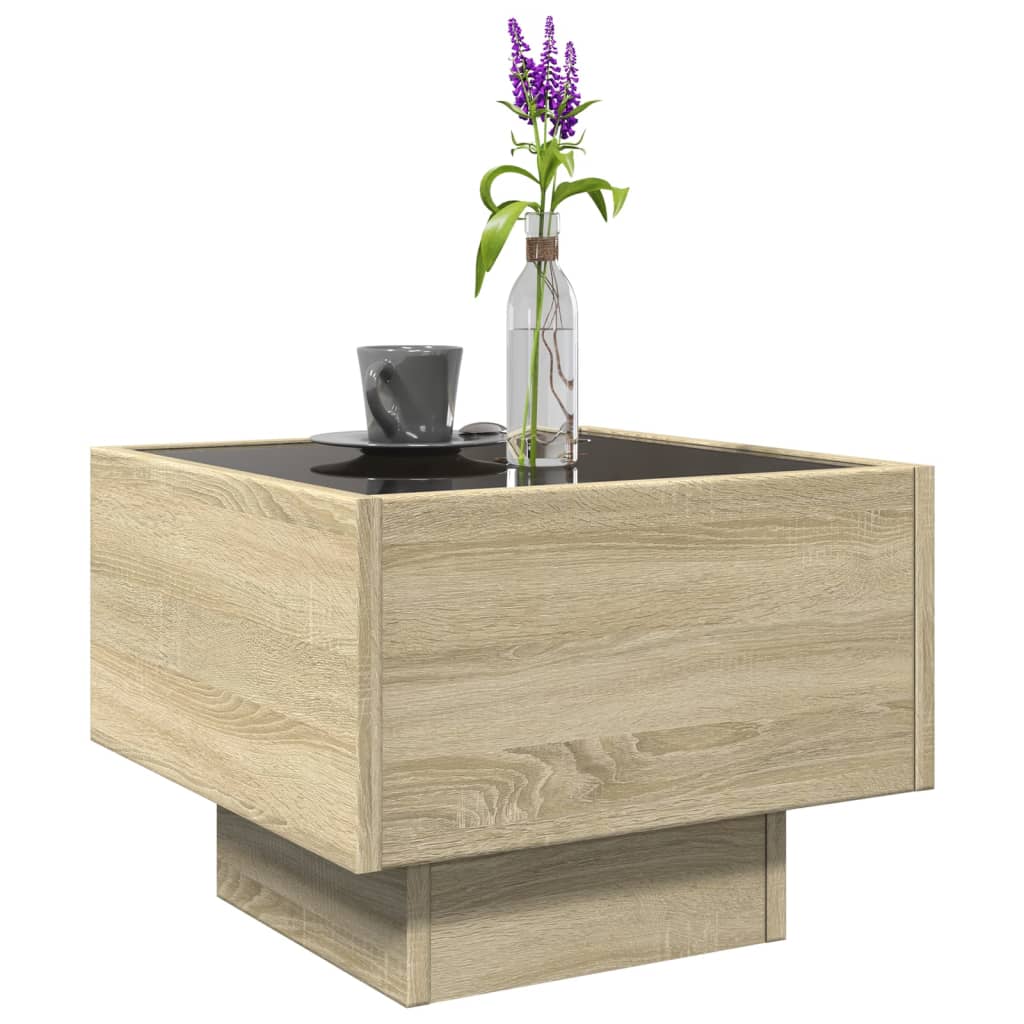 Table d'appoint et LED chêne sonoma 40x40x30 cm bois ingénierie