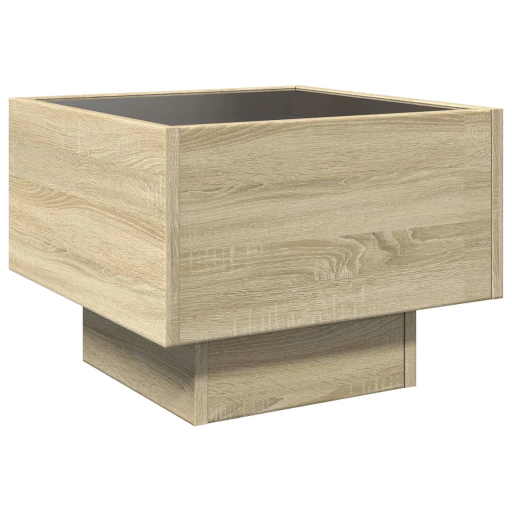 Table d'appoint et LED chêne sonoma 40x40x30 cm bois ingénierie