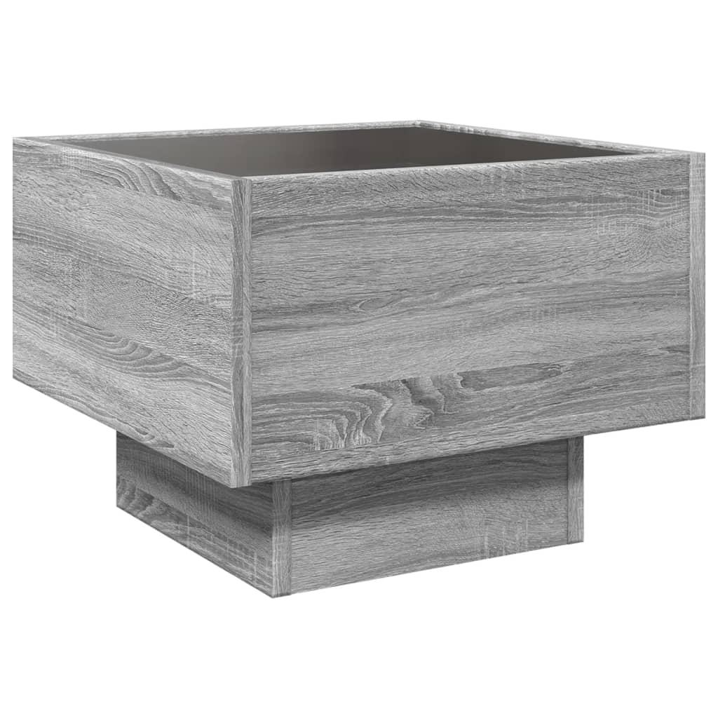 Table d'appoint et LED sonoma gris 40x40x30cm bois d'ingénierie