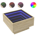 Couchtisch mit LED Sonoma-Eiche 50x50x30 cm, Holzwerkstoff