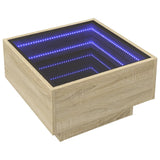 Couchtisch mit LED Sonoma-Eiche 50x50x30 cm, Holzwerkstoff