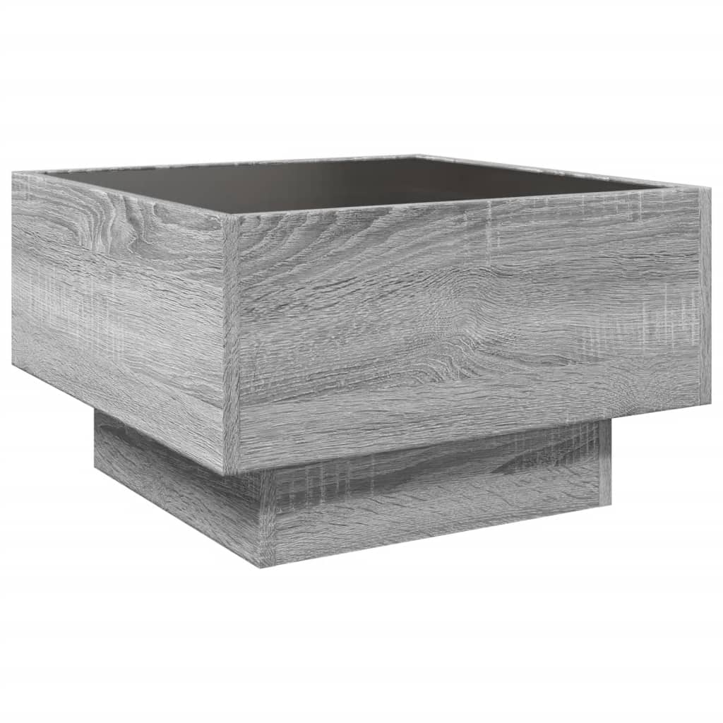 Table basse avec LED sonoma gris 50x50x30 cm bois d'ingénierie