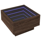 Table basse avec LED chêne marron 50x50x30 cm bois d'ingénierie