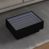 Table basse avec LED noir 70x50x30 cm bois d'ingénierie