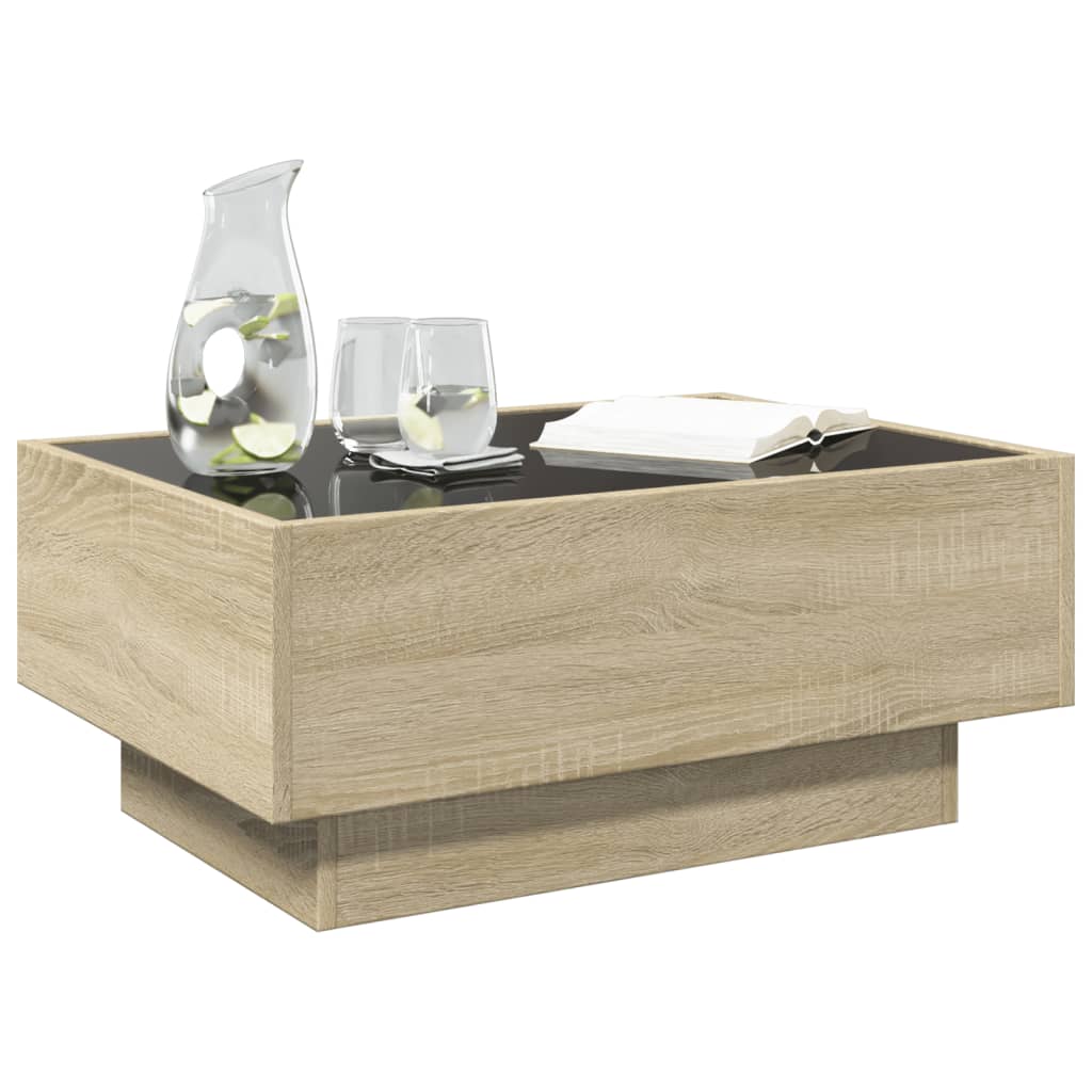 Couchtisch mit LED Sonoma-Eiche 70x50x30 cm, Holzwerkstoff