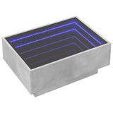 Table basse avec LED gris béton 70x50x30 cm bois d'ingénierie